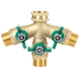 STYDDI front view of brass 3-way splitter showing durable construction and clear ports