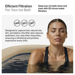 Submerge Ice Bath filter installed in a cold plunge chiller demonstrating easy fit and pump protection