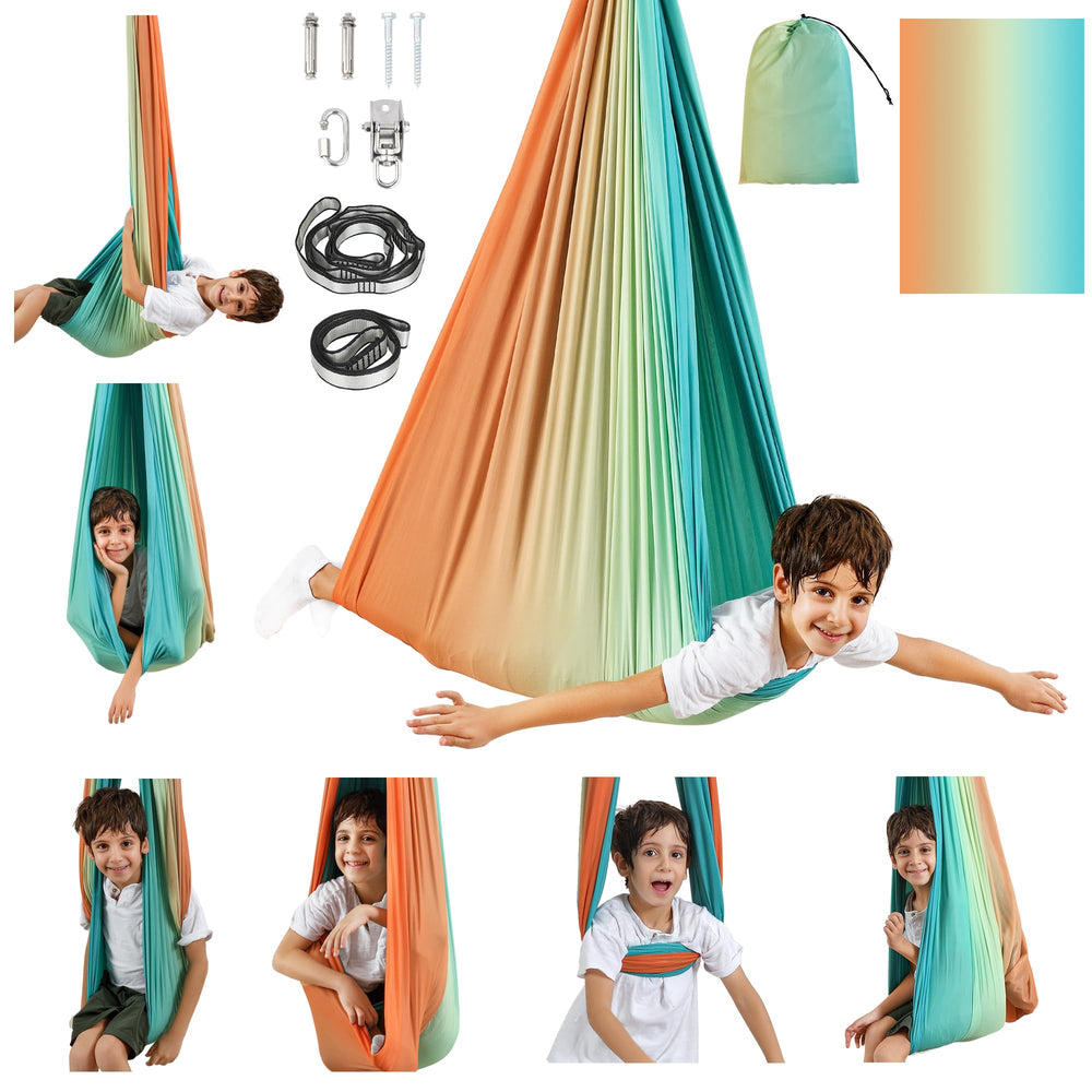 SUCHDECO sensory swing front view showing cocoon shape and comfort
