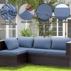 SUKAIKEQA covers installed on patio sofa demonstrating renewed coordinated look