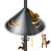 Sumaote front view of metal squirrel baffle protects feeders