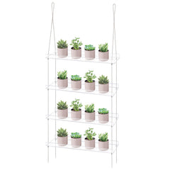Sumerflos front view of hanging window shelves showcasing modern clear design and space-saving benefit