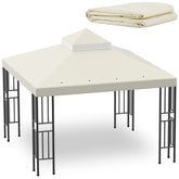 Sumfaller front view of beige canopy top showing full coverage and neat seams