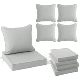 Summsun front-facing patio cushions set on chairs showing neat light grey styling and comfort