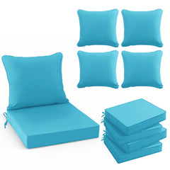 Summsun teal front view of four-piece cushion set showing color and shape for instant comfort