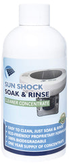 Sun Shock Soak & Rinse front bottle view showing clear label and benefits