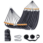 SUNCREAT hammock front view showing dark gray fabric and comfortable layout