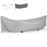 SUNCREAT front view showing full hammock cover protecting stand