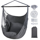 SUNCREAT front view dark gray hammock chair showing roomy seat and stylish look