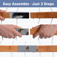SUNCREAT handwoven polyester ropes and O-ring connection offering durable secure suspension
