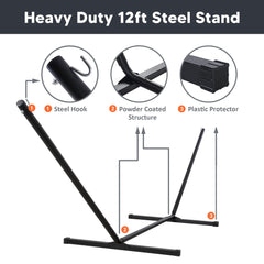 SUNCREAT beside measuring tape showing dimensions for correct hammock fit