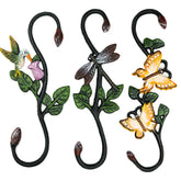 Sungmor front view of three decorative cast iron hooks showing animal shapes and finish benefit