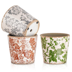 Sungmor front view of three planters showing vintage farmhouse style and coordinated set