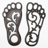 Sungmor front view of left and right footprint mats showing decorative appeal and durability