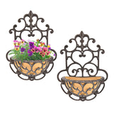 Sungmor front view of half-round cast iron planter showing shape and mounting