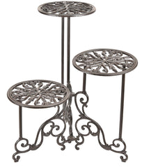 Sungmor front view of 3-tier cast iron stand showing sturdy design and elegant look