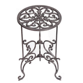 Sungmor front view of cast iron plant stand showing sturdy circular platform and vintage style benefit: strong support