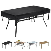 SUNICO front view of full rectangular cover protecting table, shows complete coverage benefit