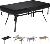SUNICO front view of rectangular table cover protecting patio furniture