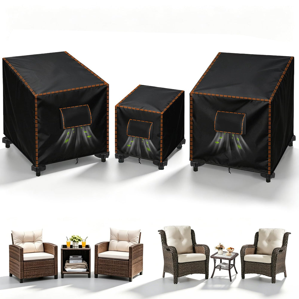 SUNICO front view of three-piece bistro cover set showing full protection and neat fit
