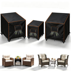 SUNICO front view of three-piece bistro cover set showing full protection and neat fit