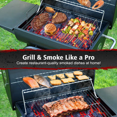 SUNLIFER open lid displaying dual cooking grates and warming rack, convenient capacity