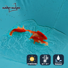 SUNNY GUARD close-up of 160GSM fabric texture and waterproof coating benefit