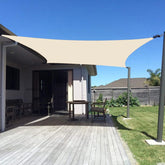 SUNNY GUARD front view of 13x20 shade sail showing full rectangle coverage and protection