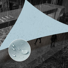 SUNNY GUARD front view of 12x12x12 shade sail protecting patio