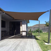 SUNNY GUARD front view of 10x20 rectangle sail showing full coverage benefit