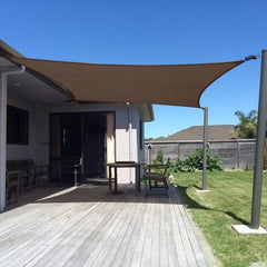 SUNNY GUARD front view of 10x20 rectangle sail showing full coverage benefit