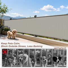 SUNNY GUARD installed on a balcony railing providing instant privacy and shade