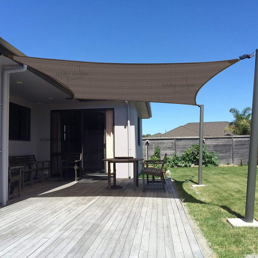 SUNNY GUARD front view of 12x12 rectangle sail showing clean coverage and modern look