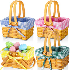 Sunnychicc front view of four plaid-lined baskets showing variety and gift readiness