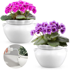 Sunnychicc front view white ceramic pot showing sleek design and stable base