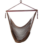Sunnydaze front view of hammock chair showing comfy seat and mocha color