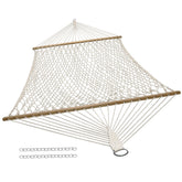 Sunnydaze front view showing full double hammock and spreader bars for comfortable lounging