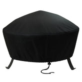 Sunnydaze front view of black 58 inch fire pit cover showing full fit and protection