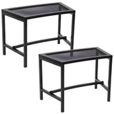 Sunnydaze front view of bench set showing compact seating and snug fit