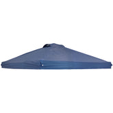 Sunnydaze front view of blue canopy top showing full coverage and shade