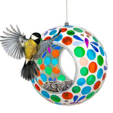Sunnydaze front view showing colorful mosaic and inviting design for bird attraction