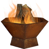 Sunnydaze front view of oxidized fire pit showing vintage style and outdoor warmth