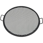 Sunnydaze front view of round grill grate showing sturdy frame and benefits