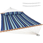 Sunnydaze front view of quilted double hammock showing roomy, inviting bed