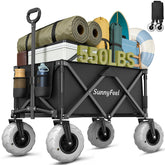 SUNNYFEEL front view of packed wagon showing capacity and stability