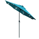 Sunnyglade umbrella front view showing teal blue canopy and shade benefit