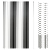 Sunnyglade front packaging showing 25 fiberglass posts and 100 loops for easy setup