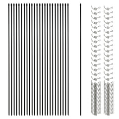 Sunnyglade front packaging showing 25 fiberglass posts and 100 loops for easy setup