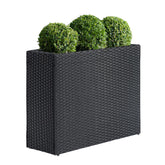SUNNYPARK front view of rectangular rattan planter showing clean modern profile and durability