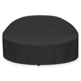 SunPatio front view cover fitted on round daybed showing full protection and neat fit